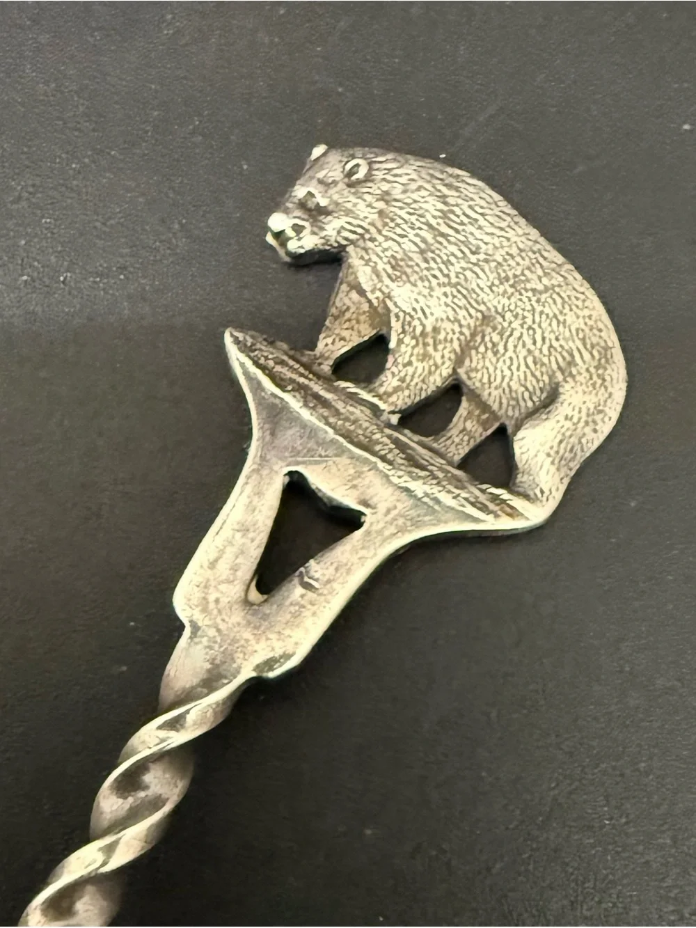 Vintage Yellowstone National Park Sterling Silver Bear Handle 4” Souvenir Spoon